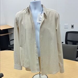 Theory Light Tan Button-Up Shirt NWT
